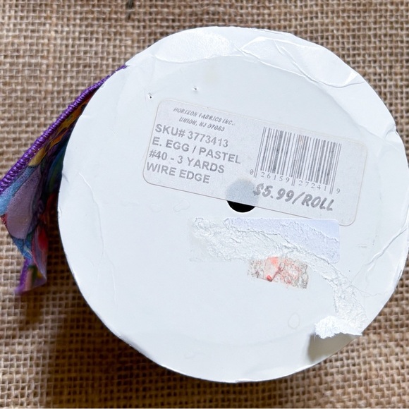 Vintage Easter Egg Fabric Ribbon Wire Edge 25 Inches Whimsical Crafts Sewing - Picture 3 of 3